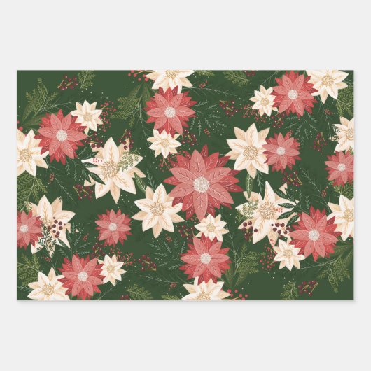 Moderne & Feestelijke Botanische Poinsettia Inpakpapier Vel (Voorkant 2)