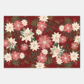 Moderne & Feestelijke Botanische Poinsettia Inpakpapier Vel (Voorkant 3)