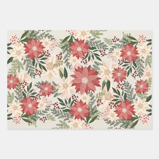 Moderne & Feestelijke Botanische Poinsettia Inpakpapier Vel (Voorkant)