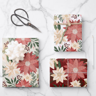 Moderne & Feestelijke Botanische Poinsettia Inpakpapier Vel