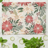 Moderne & Feestelijke Botanische Poinsettia Kerst Theedoek (Gevouwen)