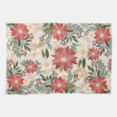 Moderne & Feestelijke Botanische Poinsettia Kerst Theedoek (Horizontaal)