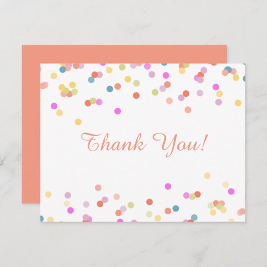 Moderne feestelijke Confetti bruiloft dank u kaart (Voorkant / Achterkant)