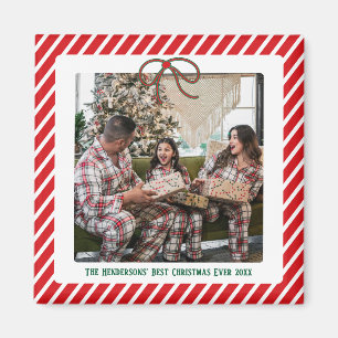 Moderne Feestelijke Familie Foto Kerstmis Magneet