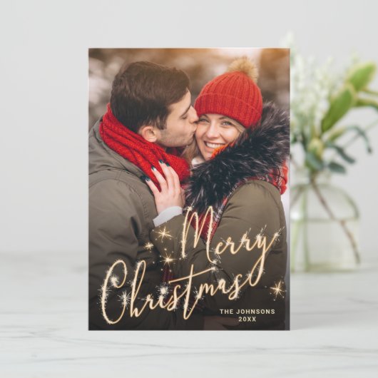 Moderne feestelijke feestelijke groet met gouden K Feestdagenkaart (Staand voorkant)