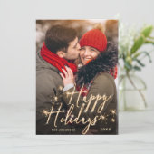 Moderne feestelijke feestelijke groet met gouden K Feestdagenkaart (Staand voorkant)