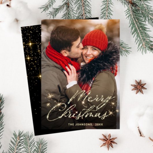 Moderne feestelijke feestelijke groet met gouden K Feestdagenkaart