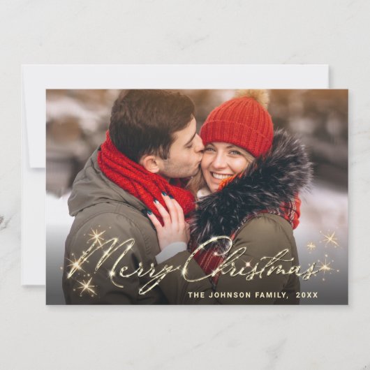 Moderne feestelijke feestelijke groet met gouden K Feestdagenkaart (Voorkant)