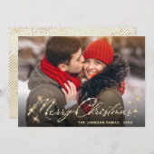 Moderne feestelijke feestelijke groet met gouden K Feestdagenkaart (Voorkant / Achterkant)