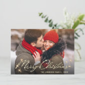 Moderne feestelijke feestelijke groet met gouden K Feestdagenkaart (Staand voorkant)