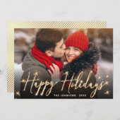 Moderne feestelijke feestelijke groet met gouden K Feestdagenkaart (Voorkant / Achterkant)