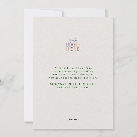 Moderne feestelijke feestelijke kerstbomen - Logo Feestdagenkaart (Achterkant)