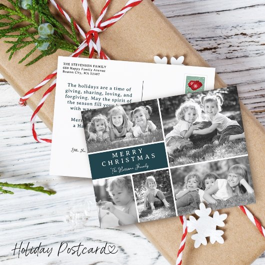 Moderne feestelijke fotocollage feestdagenkaart