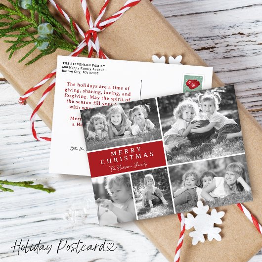 Moderne feestelijke fotocollage feestdagenkaart