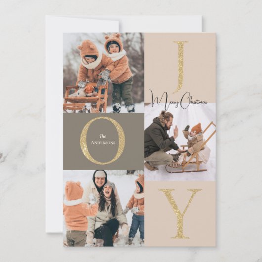 Moderne feestelijke fotocollage Kerstmis Feestdagenkaart (Voorkant)