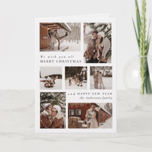 Moderne feestelijke fotocollage Kerstmis Gevouwen Kaart (Voorkant)