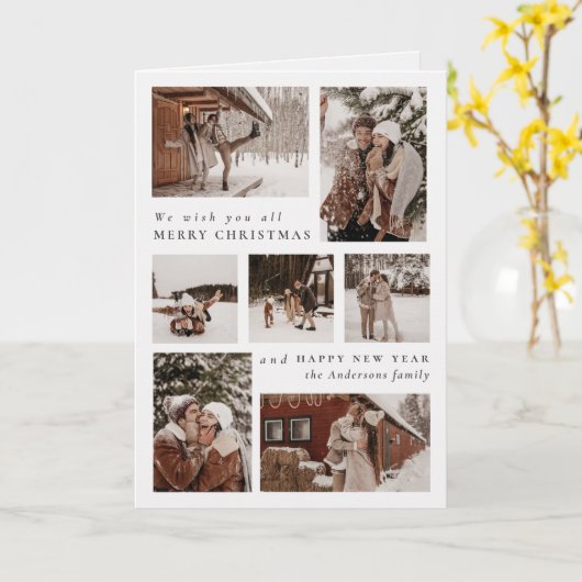 Moderne feestelijke fotocollage Kerstmis Gevouwen Kaart (Gele Bloem)