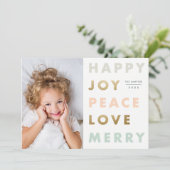 Moderne feestelijke fotokerst feestdagenkaart (Staand voorkant)