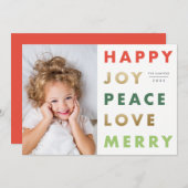 Moderne feestelijke fotokerst feestdagenkaart (Voorkant / Achterkant)