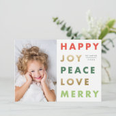 Moderne feestelijke fotokerst feestdagenkaart (Staand voorkant)