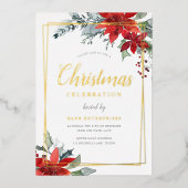 Moderne feestelijke geometrische kerstfeest goud folie uitnodiging (Voorkant)