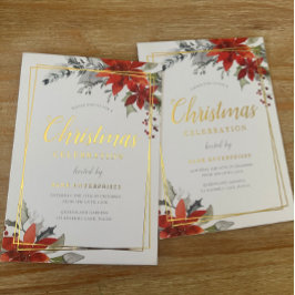 Moderne feestelijke geometrische kerstfeest goud folie uitnodiging