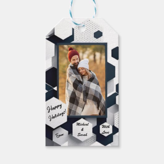 Moderne feestelijke gepersonaliseerde cadeaulabel (Voorkant)