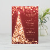 Moderne feestelijke gouden boom kerst bruiloft kaart (Staand voorkant)