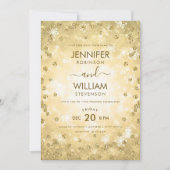 Moderne feestelijke gouden elegante winterbruiloft kaart (Voorkant)