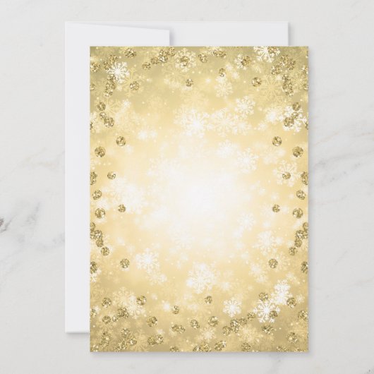 Moderne feestelijke gouden elegante winterbruiloft kaart (Achterkant)