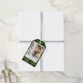 Moderne feestelijke groene gouden kerstfamilie fot cadeaulabel (Met Touw)