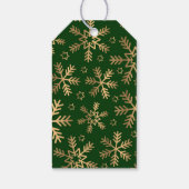 Moderne feestelijke groene gouden kerstfamilie fot cadeaulabel (Achterkant)