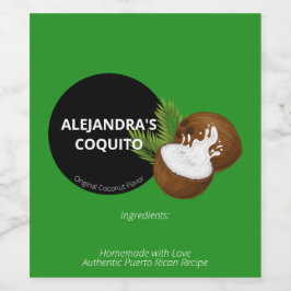 Moderne feestelijke groene kokosnoot splash Coquit Wijn Etiket