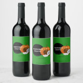 Moderne feestelijke groene pompoen Spice Coquito f Wijn Etiket (Flessen)
