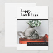 Moderne feestelijke hond Happy Howholidays Pet Lov Feestdagenkaart (Voorkant / Achterkant)
