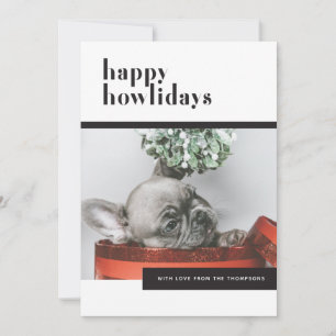 Moderne feestelijke hond Happy Howholidays Pet Lov Feestdagenkaart