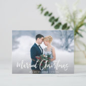 Moderne feestelijke huwelijksaankondiging in Typog Bedankkaart (Staand voorkant)