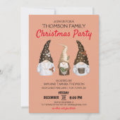 Moderne feestelijke kabouters koraal kerstfeest kaart (Voorkant)