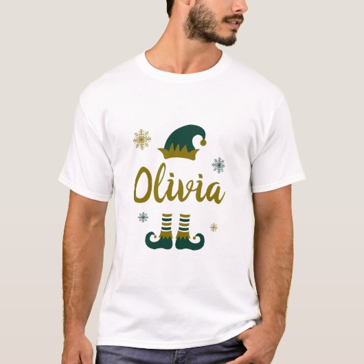 Moderne feestelijke kerst elf t-shirt (Voorkant)