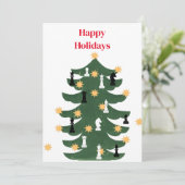 Moderne feestelijke kerstboom feestdagenkaart (Staand voorkant)