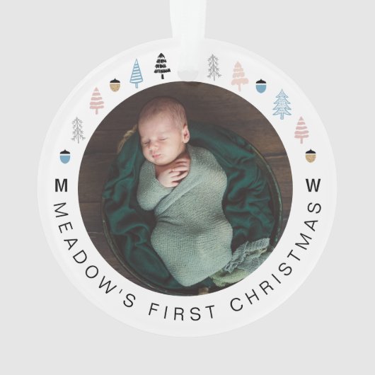 Moderne feestelijke kerstboomfoto's ornament (achterkant)
