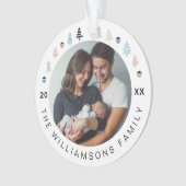 Moderne feestelijke kerstboomfoto's ornament (voorkant)