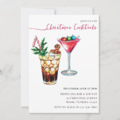 Moderne feestelijke kerstcocktailparty kaart (Voorkant)