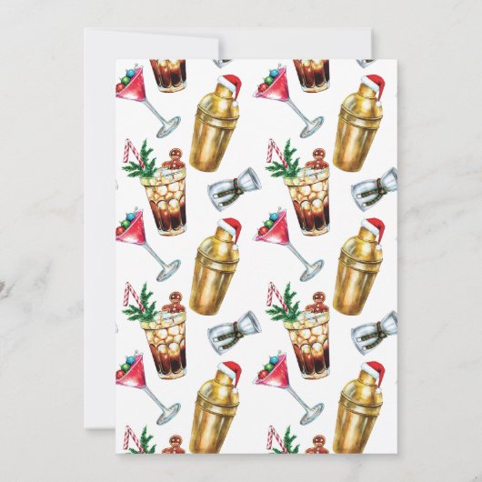 Moderne feestelijke kerstcocktailparty kaart (Achterkant)
