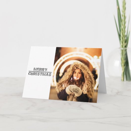 Moderne feestelijke kerstfeestdag fotokaart feestdagen kaart (Voorkant)