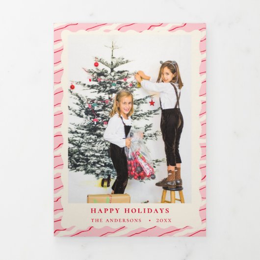 Moderne feestelijke kerstfoto drieluik wenskaart (Cover)