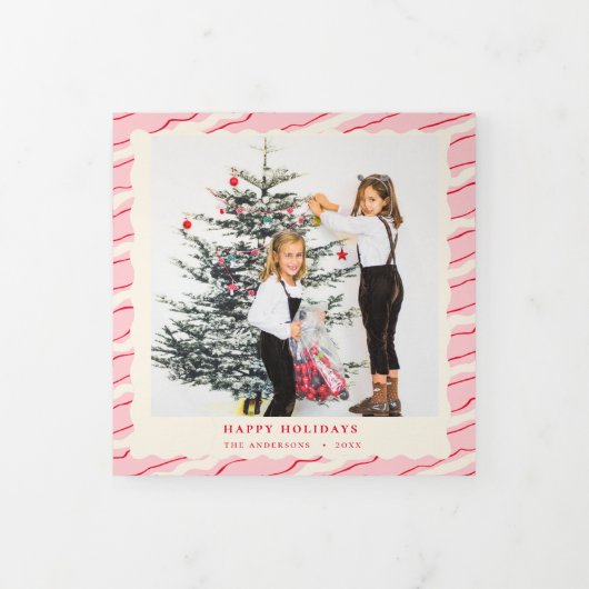 Moderne feestelijke kerstfoto drieluik wenskaart (Cover)