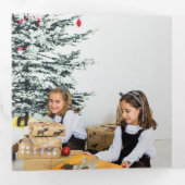 Moderne feestelijke kerstfoto drieluik wenskaart (Binnenzijde eerst)