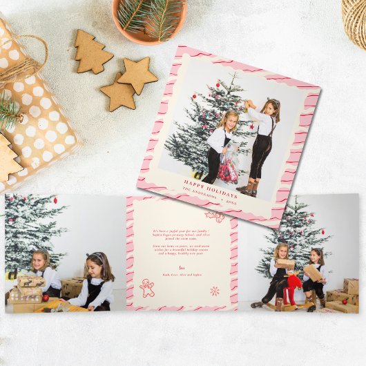 Moderne feestelijke kerstfoto drieluik wenskaart