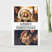 Moderne feestelijke kerstfotokaart feestdagen kaart (Voorkant)